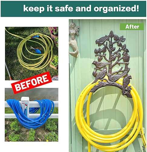Sungmor Heavy Duty Cast Iron Hose Holder,Garden & Yard Decorative Birds Wall Mounted Hose Butler,Water Pipe Holds,Rack,Hanger,Antique Wall Decorations - Image 6