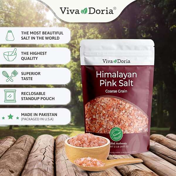 Viva Doria Rainbow Peppercorns Blend 12 oz & Himalayan Pink Salt, Coarse Grain, 2 lb – Steam Sterilized Mixed Whole Peppercorns and Coarse Salt for Grinder Refills, 2-Set Combo Pack - Image 4