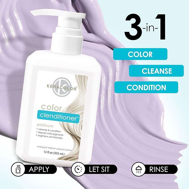 Keracolor Clenditioner PLATIUM Hair Dye - Semi Permanent Hair Color Depositing Conditioner, Cruelty-free, 12 Fl. Oz. - Image 4
