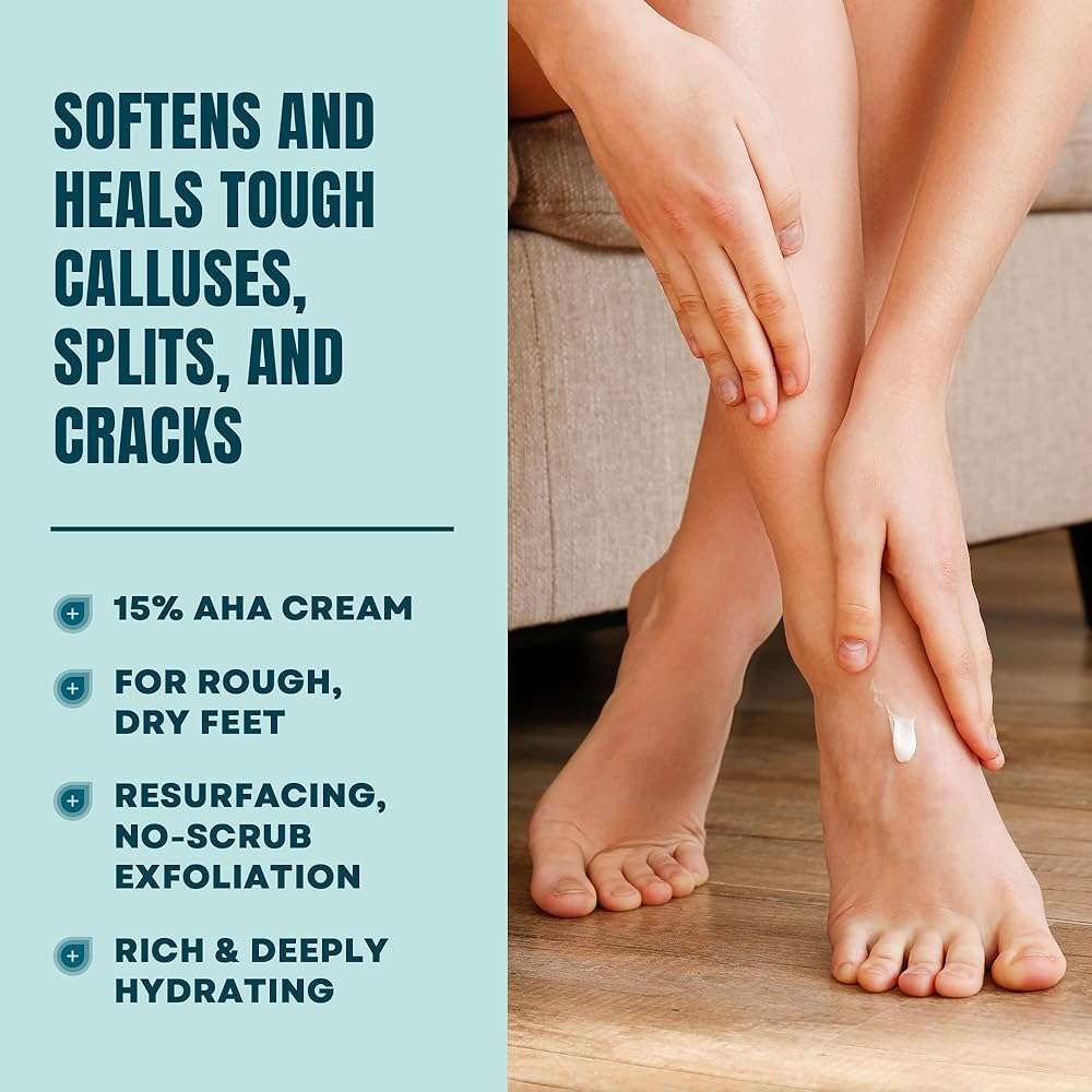 AmLactin Foot Repair Cream - Therapeutic Foot Cream for Dry Cracked Heels and Feet - Callus Softener - No-Scrub Exfoliator and Moisturizer with 15% Lactic Acid AHA - 3 oz (Packaging May Vary) - Image 3