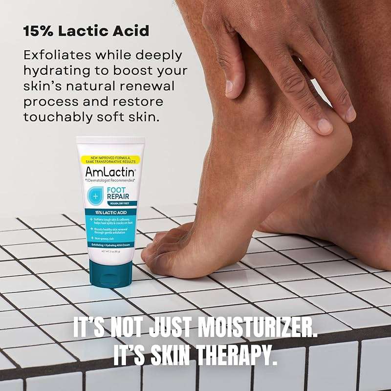 AmLactin Foot Repair Cream - Therapeutic Foot Cream for Dry Cracked Heels and Feet - Callus Softener - No-Scrub Exfoliator and Moisturizer with 15% Lactic Acid AHA - 3 oz (Packaging May Vary) - Image 4