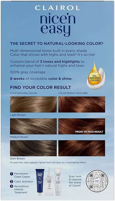 Clairol Nice'n Easy Permanent Hair Dye, 5RB Medium Reddish Brown | 100% Gray Coverage | Long‑Lasting, Natural‑Looking Color & Shine | Pack of 1 - Image 2