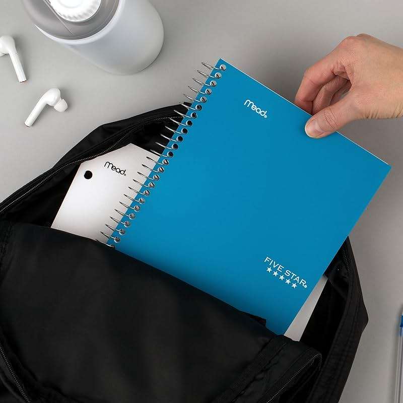 Five Star Small Spiral Notebook, 2 Subject, College Ruled Paper, 9-1/2" x 6", 100 Sheets, Teal Blue (06180AA4) - Image 7