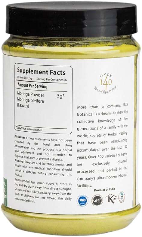 bixa BOTANICAL Moringa Powder (Organic Moringa Oleifera - 100% Pure Moringa Leaf/Drum Stick Shigru) | Perfect for Drinks, Tea,Smoothies & Recipes - 7Oz - Image 3