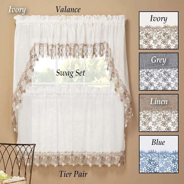 Collections Etc Miles Kimball Lillian Macrame Swag Pair, Gray, One Size Fits All - Image 2