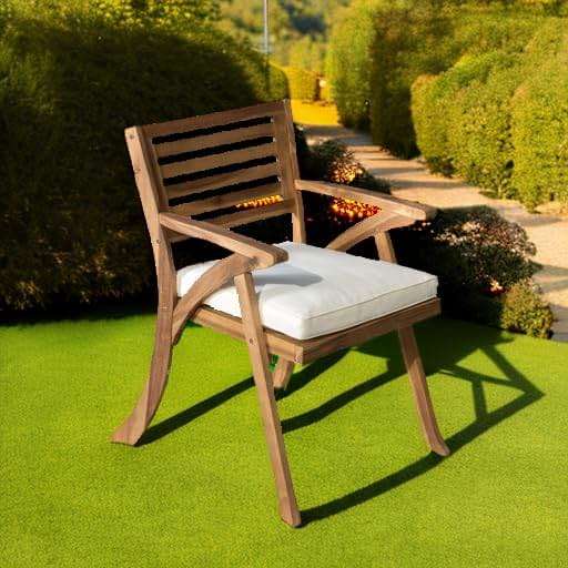 Christopher Knight Home Hermosa Outdoor Acacia Wood Arm Chairs, 2-Pcs Set, Teak Finish / Cream - Image 5