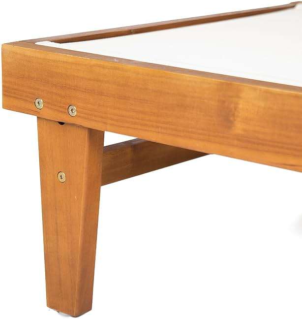 Christopher Knight Home Summerland Outdoor Mesh Chaise Lounge with Acacia Wood Frame, Teak Finish / White Mesh - Image 12