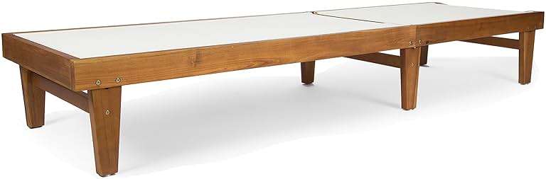 Christopher Knight Home Summerland Outdoor Mesh Chaise Lounge with Acacia Wood Frame, Teak Finish / White Mesh - Image 5