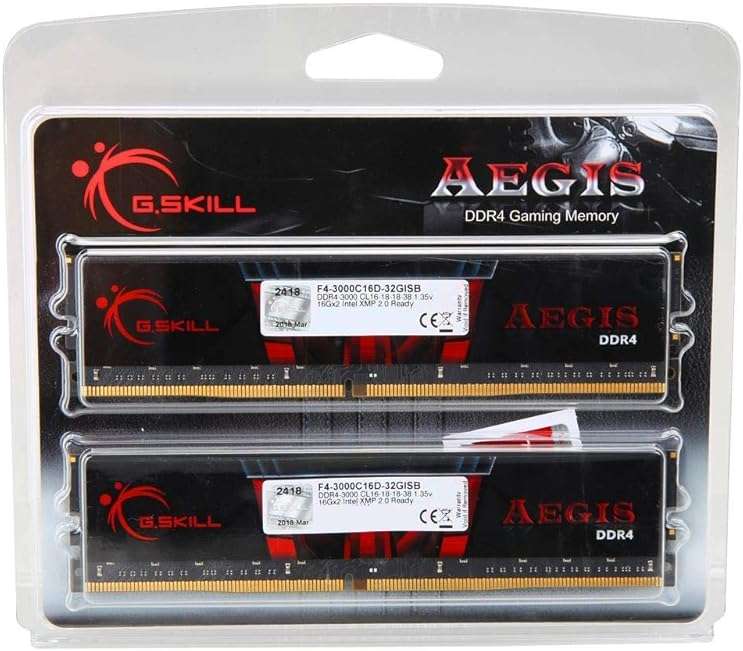 G.SKILL AEGIS Series DDR4 RAM (XMP) 32GB (2x16GB) 3000MT/s CL16-18-18-38 1.35V Intel AMD Desktop Computer Memory U-DIMM (F4-3000C16D-32GISB) - Image 3