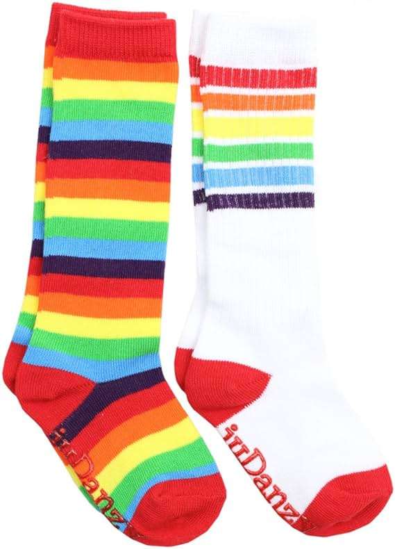 juDanzy 2 Pack of Baby, Toddler and Kids Knee High Tube Socks for Boys and Girls with Grips - Image 1