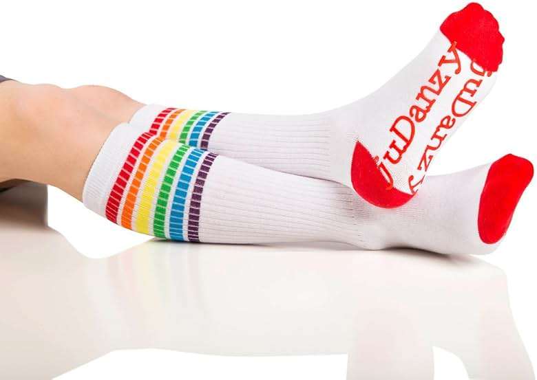 juDanzy 2 Pack of Baby, Toddler and Kids Knee High Tube Socks for Boys and Girls with Grips - Image 2