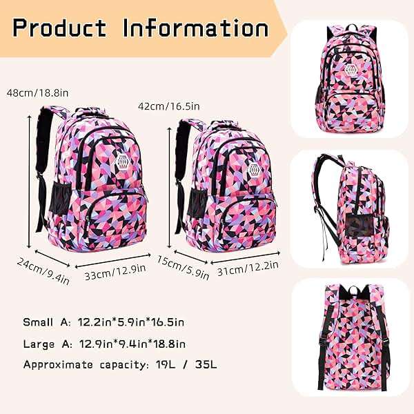 Bansusu Geometric Print Kids Backpack for Girls Boys School Bag Bookbags - Image 3