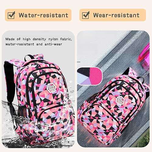 Bansusu Geometric Print Kids Backpack for Girls Boys School Bag Bookbags - Image 5