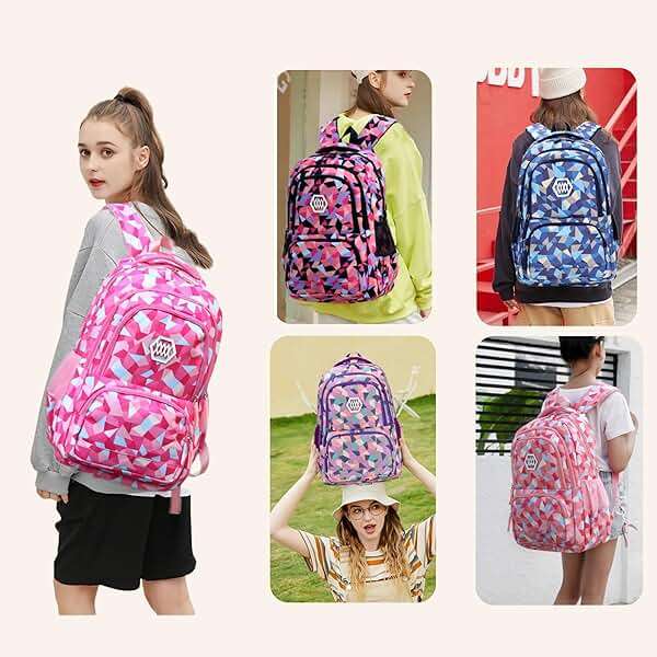 Bansusu Geometric Print Kids Backpack for Girls Boys School Bag Bookbags - Image 7