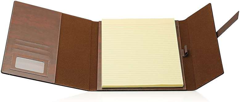 GALLAWAY LEATHER Padfolio Portfolio Folder – Slim Portfolio Folio Organizer Holder for Letter Legal A4 Note Pads Notebooks for Men Women Refillable Business Leather Portfolio Binder, Dark Chocolate - Image 2