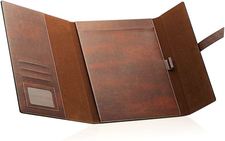 GALLAWAY LEATHER Padfolio Portfolio Folder – Slim Portfolio Folio Organizer Holder for Letter Legal A4 Note Pads Notebooks for Men Women Refillable Business Leather Portfolio Binder, Dark Chocolate - Image 4