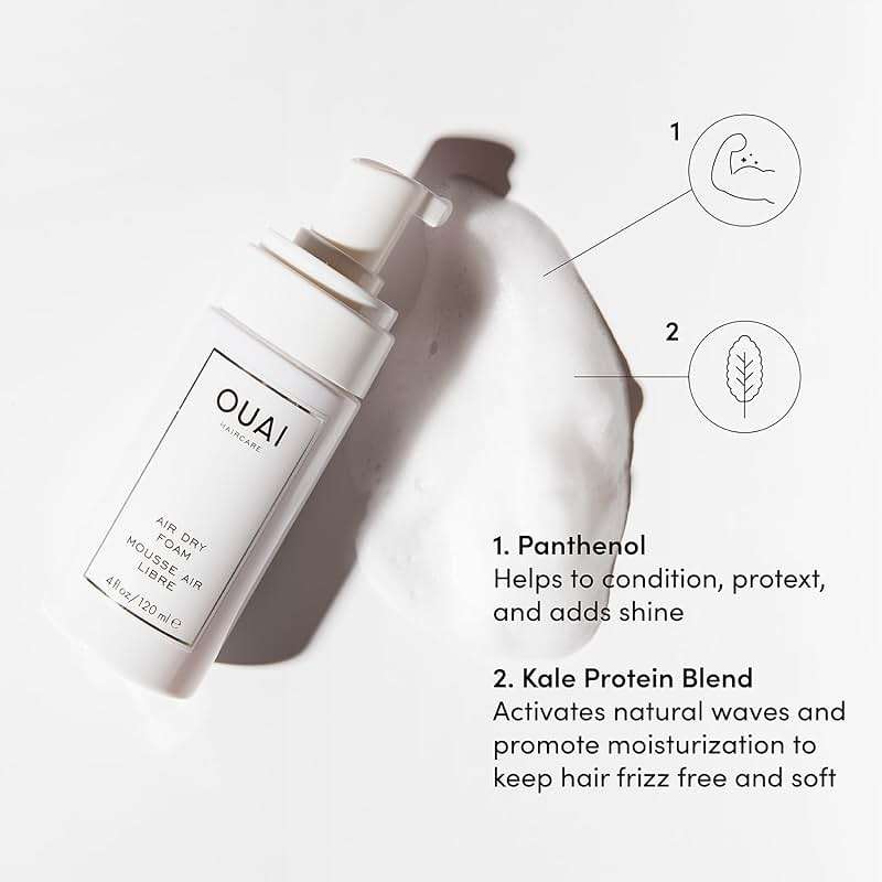 OUAI Air Dry Foam - Hair Mousse for Curly Hair & Beach Waves - Conditioning & Detangling With Kale and Carrot Extract - Paraben, Phthalate and Sulfate Free (4 Oz) - Image 3