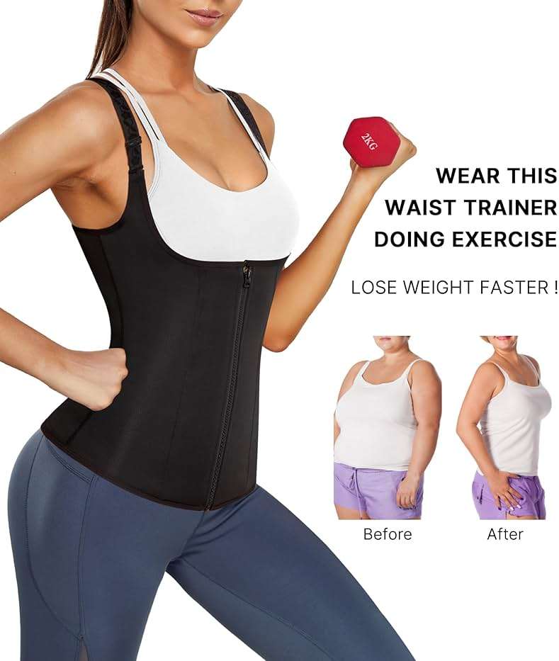 Nebility Waist Trainer for Women Corset Shapewear with Zipper Women's Waist Cincher Tank Top with Adjustable Straps - Image 2