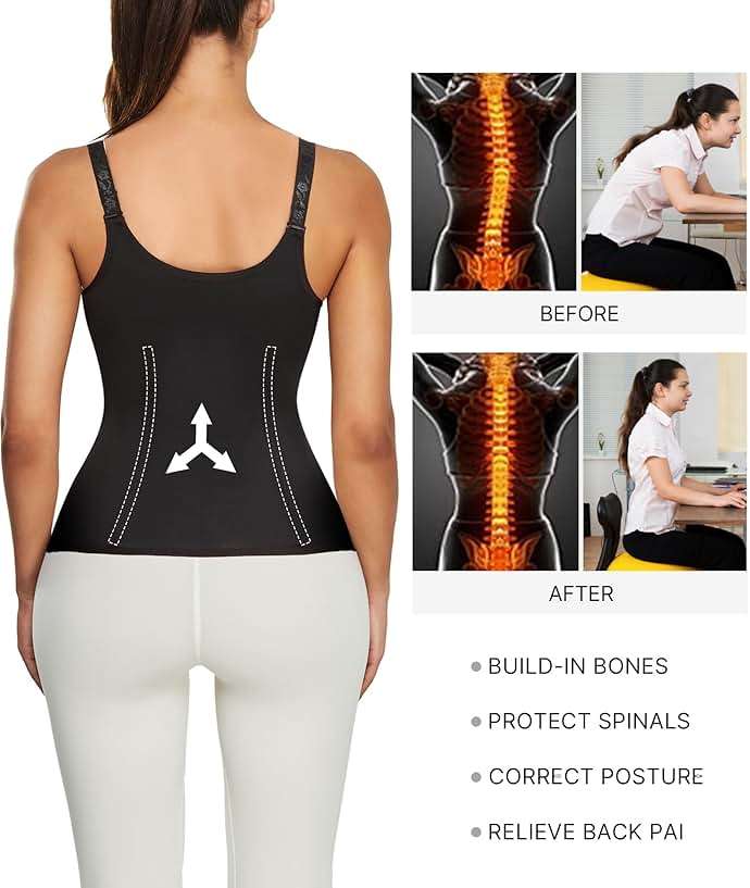 Nebility Waist Trainer for Women Corset Shapewear with Zipper Women's Waist Cincher Tank Top with Adjustable Straps - Image 4