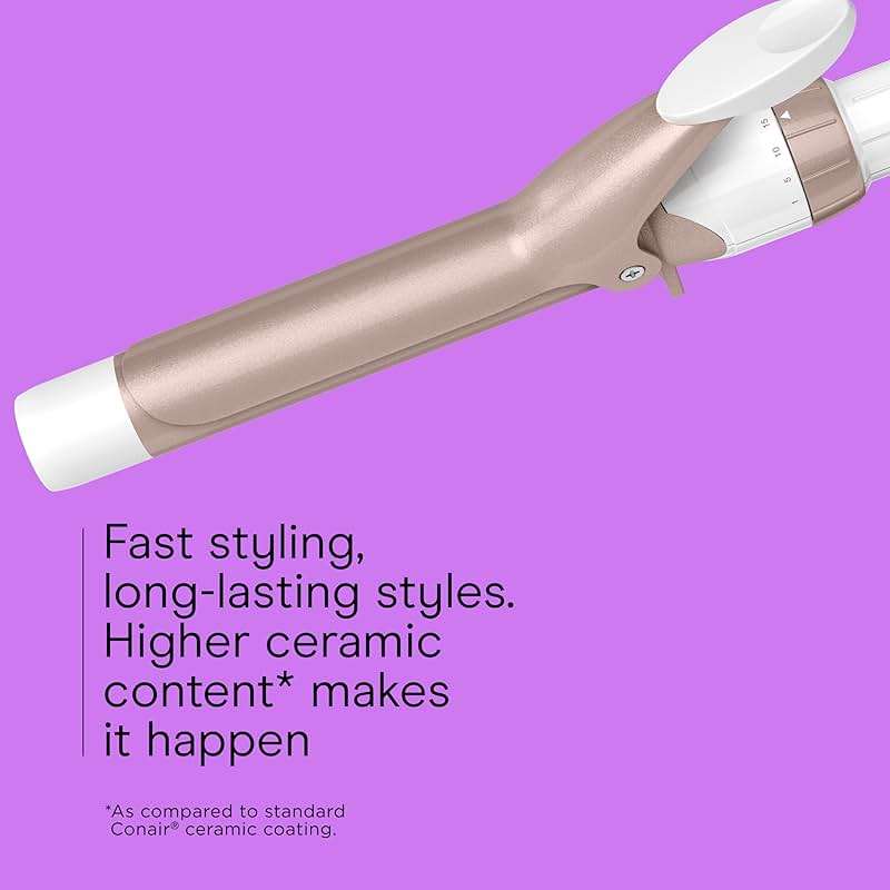 Conair Double Ceramic 1 in. Curling Iron | Double ceramic 1 in. barrel creates classic curls on short to long hair, White/Rose Gold, CD701GNR6 - Image 3