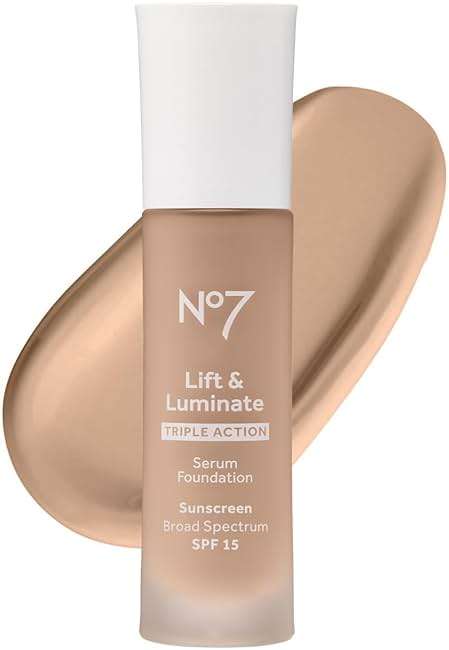 No7 Lift & Luminate Triple Action Serum Foundation - Liquid Makeup with SPF 15 for a Dewy, Glowy Base - Radiant Formula for Mature Skin - Cool Ivory (1 Fl Oz) - Image 1
