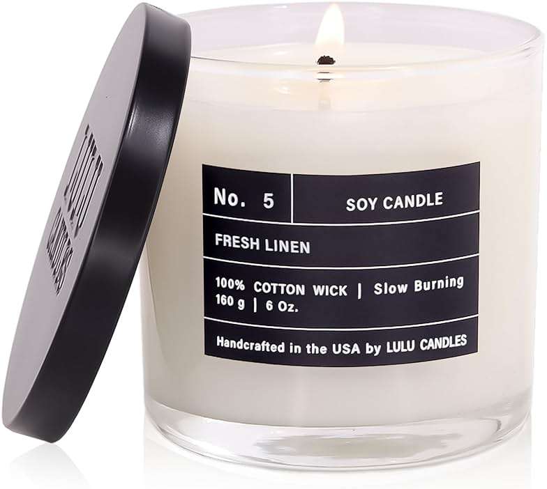 Lulu Candles | Fresh Linen | Luxury Scented Soy Jar Candle | Hand Poured in The USA | Highly Scented & Long Lasting (6 Oz.) - Image 1