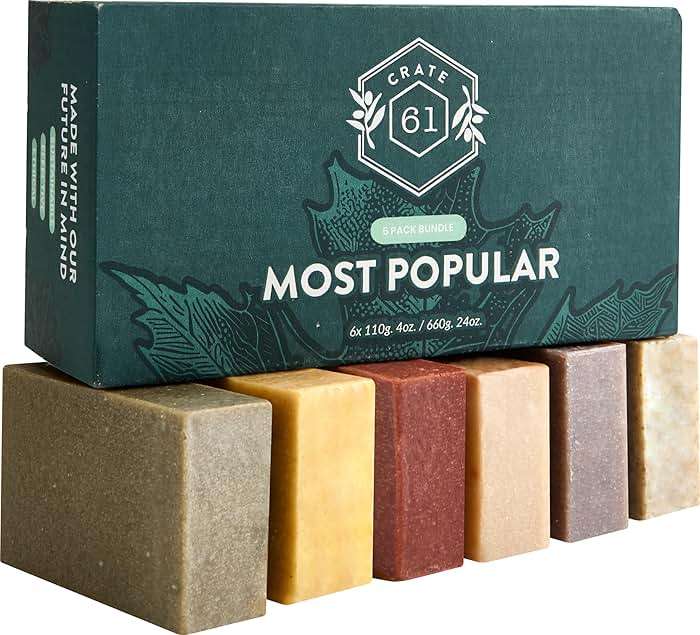 Crate 61, Handmade in Canada, Plant Based Cold Process Natural Bar Soap, With Premium Essential Oils, Dry Skin, Pack of 6 (Most Popular) - Image 2
