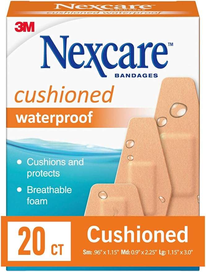 Nexcare Waterproof Cushioned Bandages, Assorted Sizes, 20 Count - Image 1