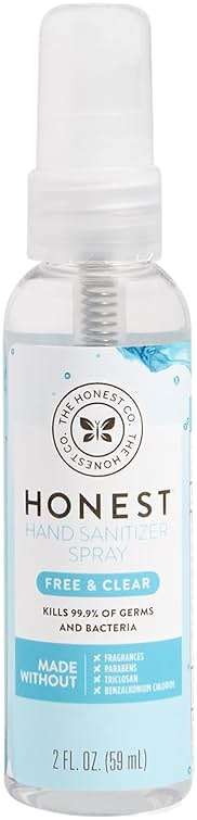The Honest Company Plant-Based Hand Sanitizer Spray, Kills 99.9% of Germs, Hypoallergenic, Quick-drying, Moisturizing, Fragrance-Free, 2 fl oz - Image 1
