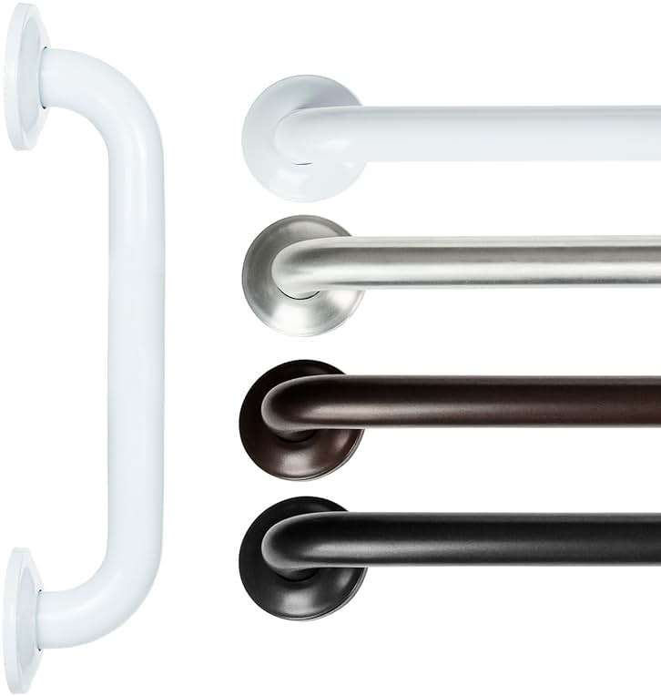 Vive Grab Bar for Showers - Bathroom Antislip Handrail for Seniors, Elderly Assistance Product, Heavy Duty Shower Handles, Handicap Grab Bars, Stainless Steel, Multipurpose, 440 lbs (White) - Image 1
