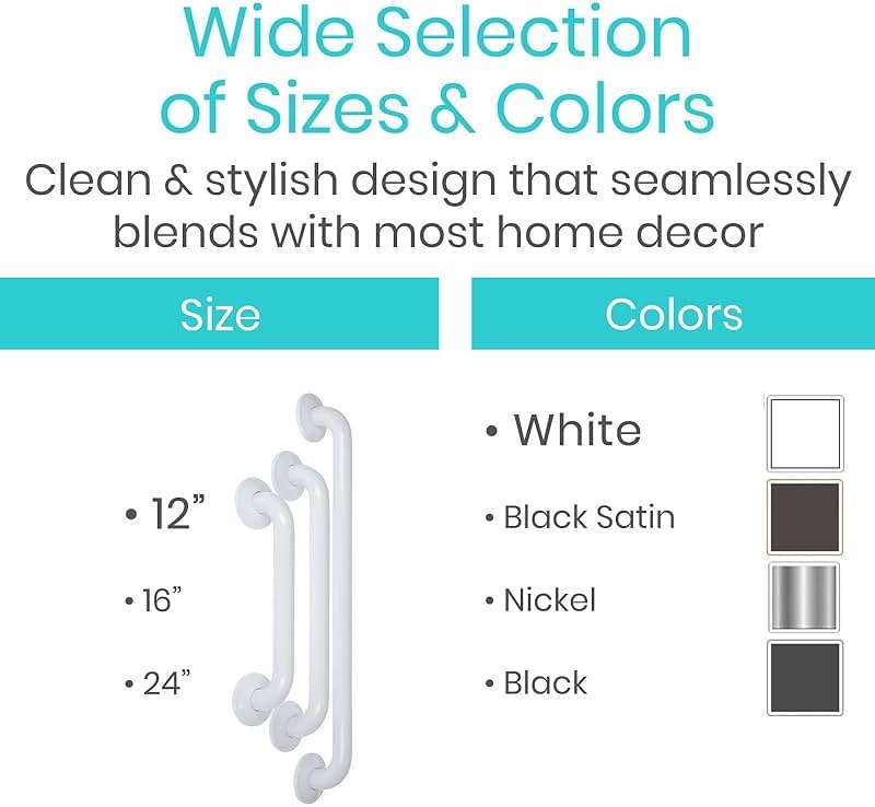 Vive Grab Bar for Showers - Bathroom Antislip Handrail for Seniors, Elderly Assistance Product, Heavy Duty Shower Handles, Handicap Grab Bars, Stainless Steel, Multipurpose, 440 lbs (White) - Image 9