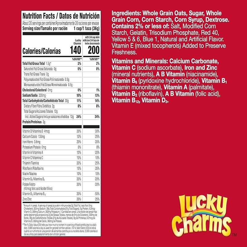 Lucky Charms Gluten Free Cereal with Marshmallows, Kids Breakfast Cereal, Made with Whole Grain, Giant Size, 26.1 oz - Image 2