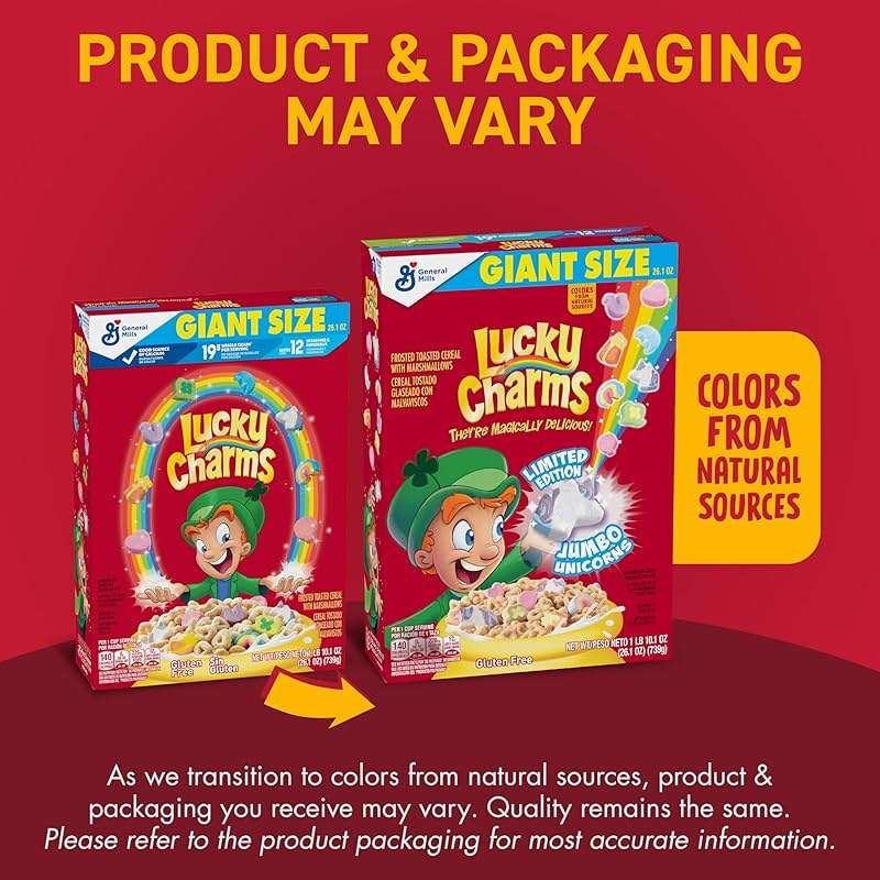 Lucky Charms Gluten Free Cereal with Marshmallows, Kids Breakfast Cereal, Made with Whole Grain, Giant Size, 26.1 oz - Image 3