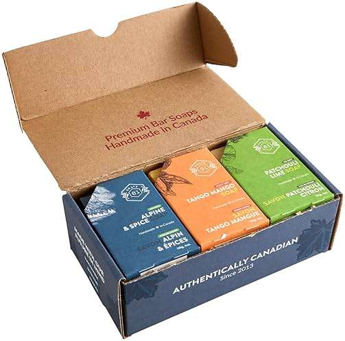 Crate 61 Organics, Handmade in Canada, Plant Based Cold Process Natural Bar Soap, With Premium Essential Oils, Dry Skin, Pack of 6 (For Him) - Image 2