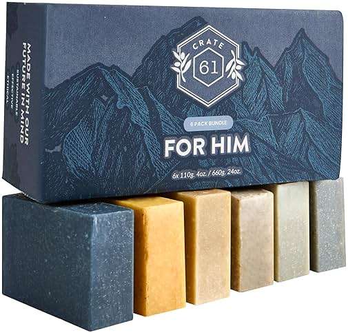 Crate 61 Organics, Handmade in Canada, Plant Based Cold Process Natural Bar Soap, With Premium Essential Oils, Dry Skin, Pack of 6 (For Him) - Image 4