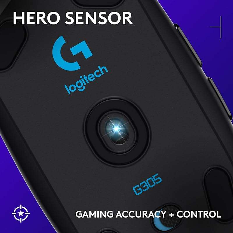Logitech G305 Lightspeed Wireless Gaming Mouse, Hero Sensor, 12,000 DPI, Lightweight, 6 Programmable Buttons, 250h Battery, On-Board Memory, Compatible with PC, Mac - Black - Image 2