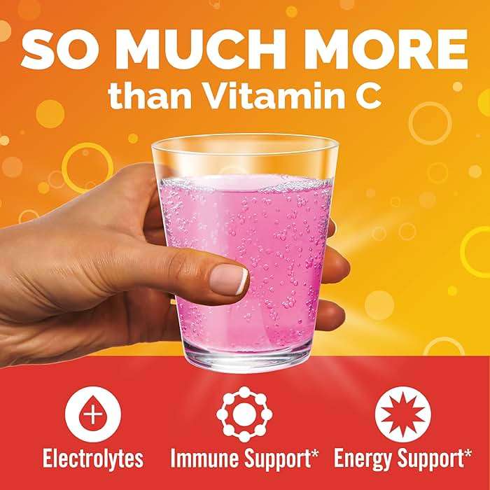 Emergen-C 1000mg Vitamin C Powder, with Antioxidants, B Vitamins and Electrolytes, Vitamin C Supplements for Immune Support, Caffeine Free Drink Mix, Raspberry Flavor - 60 Count/2 Month Supply - Image 2