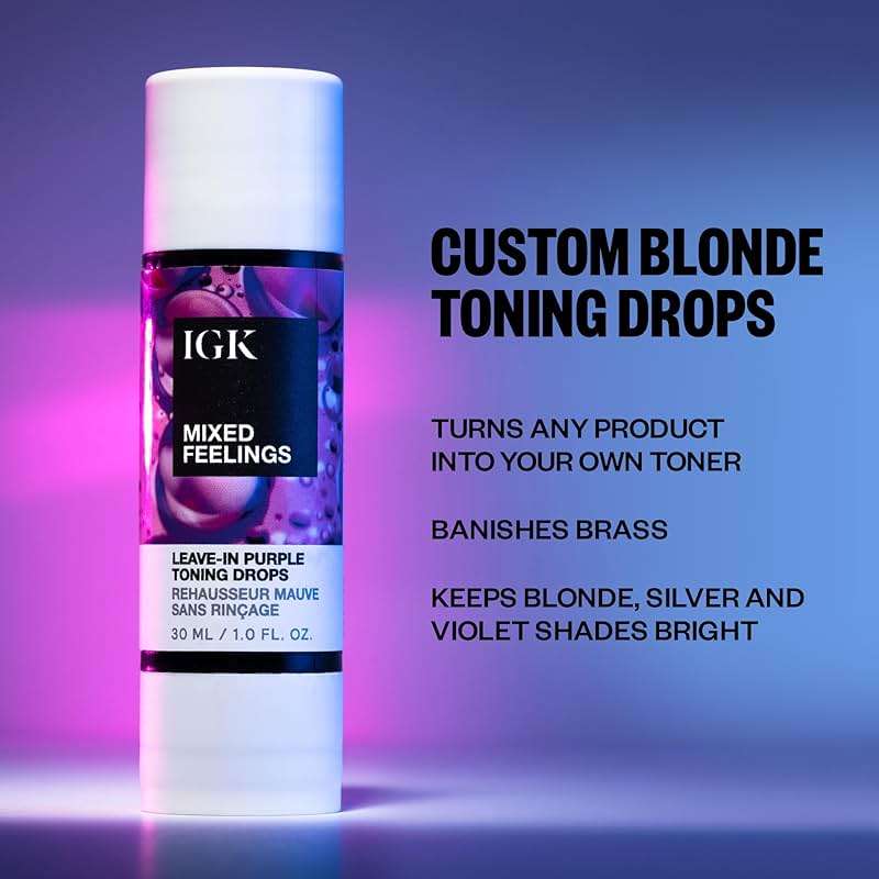 IGK MIXED FEELINGS Leave-In Blonde Toning Drops | Brighten + Neutralize Brass | Vegan + Cruelty Free | 1 Oz - Image 3