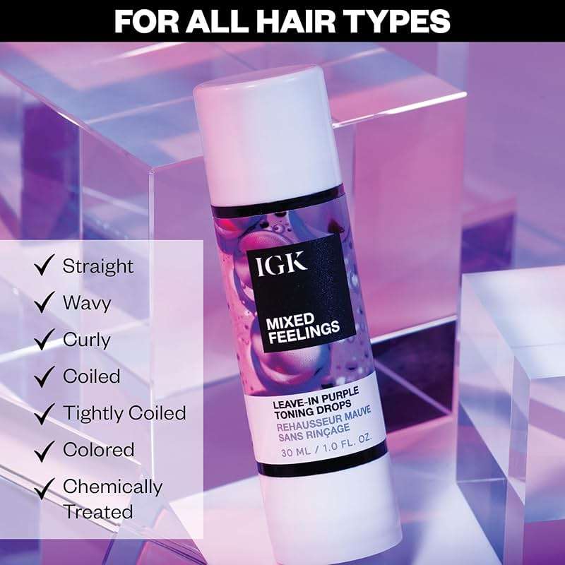 IGK MIXED FEELINGS Leave-In Blonde Toning Drops | Brighten + Neutralize Brass | Vegan + Cruelty Free | 1 Oz - Image 7