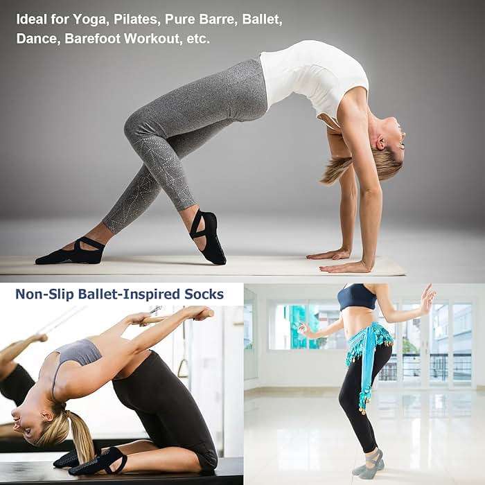 Ozaiic Pilates Socks for Women Non Slip Grip, Yoga Socks with Grippers for Barre, Hospital, Ballet, Dance, Barefoot Workout - Image 3