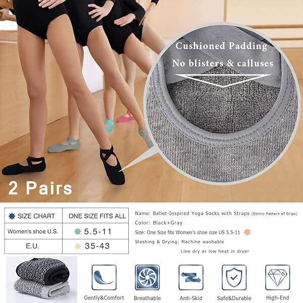 Ozaiic Pilates Socks for Women Non Slip Grip, Yoga Socks with Grippers for Barre, Hospital, Ballet, Dance, Barefoot Workout - Image 5