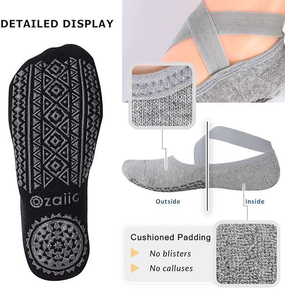 Ozaiic Pilates Socks for Women Non Slip Grip, Yoga Socks with Grippers for Barre, Hospital, Ballet, Dance, Barefoot Workout - Image 6