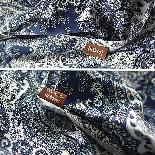 Eikei Home Damask Medallion Luxury Duvet Quilt Cover Boho Paisley Print Bedding Set 400 Thread Count Egyptian Cotton Sateen Vibrant Bohemian Pattern (Midnight, Queen) - Image 2