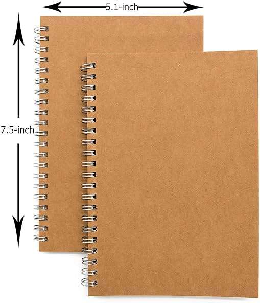 Soft Cover Spiral Notebook Journal 2-Pack, Blank Sketch Book Pad, Wirebound Memo Notepads Diary Notebook Planner with Unlined Paper, 100 Pages/ 50 Sheets, 7.5 inch x 5.1 inch (Brown) - Image 2