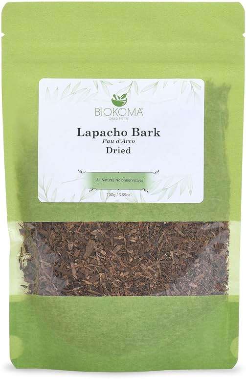 Biokoma Lapacho Bark Pau d'Arco Dried Herb 3.55 oz - Loose Pau d'Arco Herbal Tea Bark - Pure Natural Caffeine Free - No Additives - No Preservatives - Kosher - Image 1