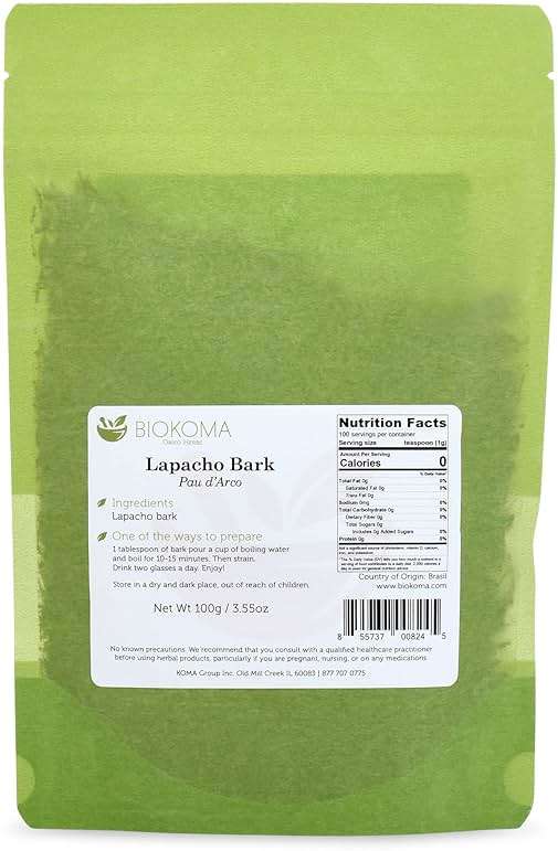 Biokoma Lapacho Bark Pau d'Arco Dried Herb 3.55 oz - Loose Pau d'Arco Herbal Tea Bark - Pure Natural Caffeine Free - No Additives - No Preservatives - Kosher - Image 2