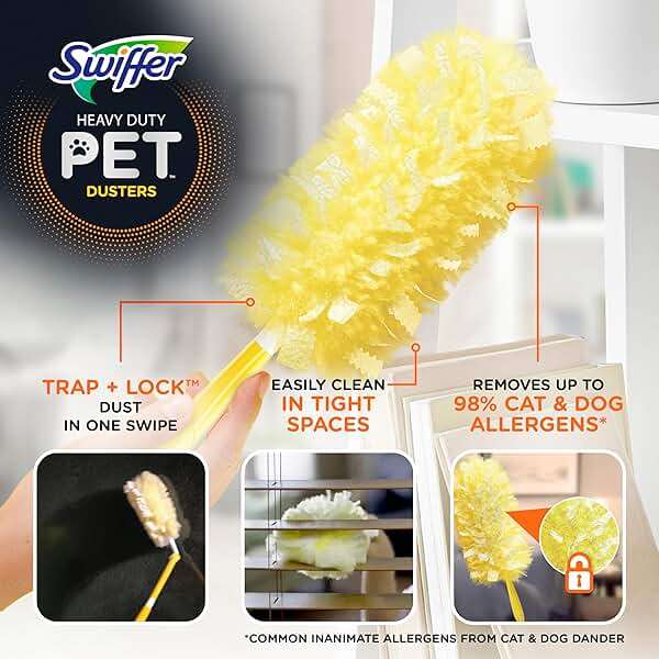 Swiffer Pet Heavy Duty Dusters Refills, Multisurface 360 Dusters with Febreze Odor Defense, 11 Count - Image 3