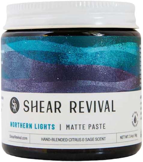 Shear Revival Northern Lights Matte Paste Pomade for Men & Women - Firm Hold, Matte Finish Hair for All Hair Types, 99% All Natural Ingredients, Citrus & Sage Scent, Travel Friendly 3.4oz - Image 1