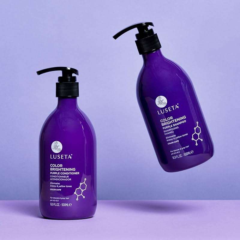 Luseta Purple Shampoo and Conditioner Set for Blonde, Gray - Color Treated Hair - Sulfate Free Paraben Free - Infused with Cocos Nucifera Oil for Curly and Damaged Hair - 2x16.9oz - Image 5