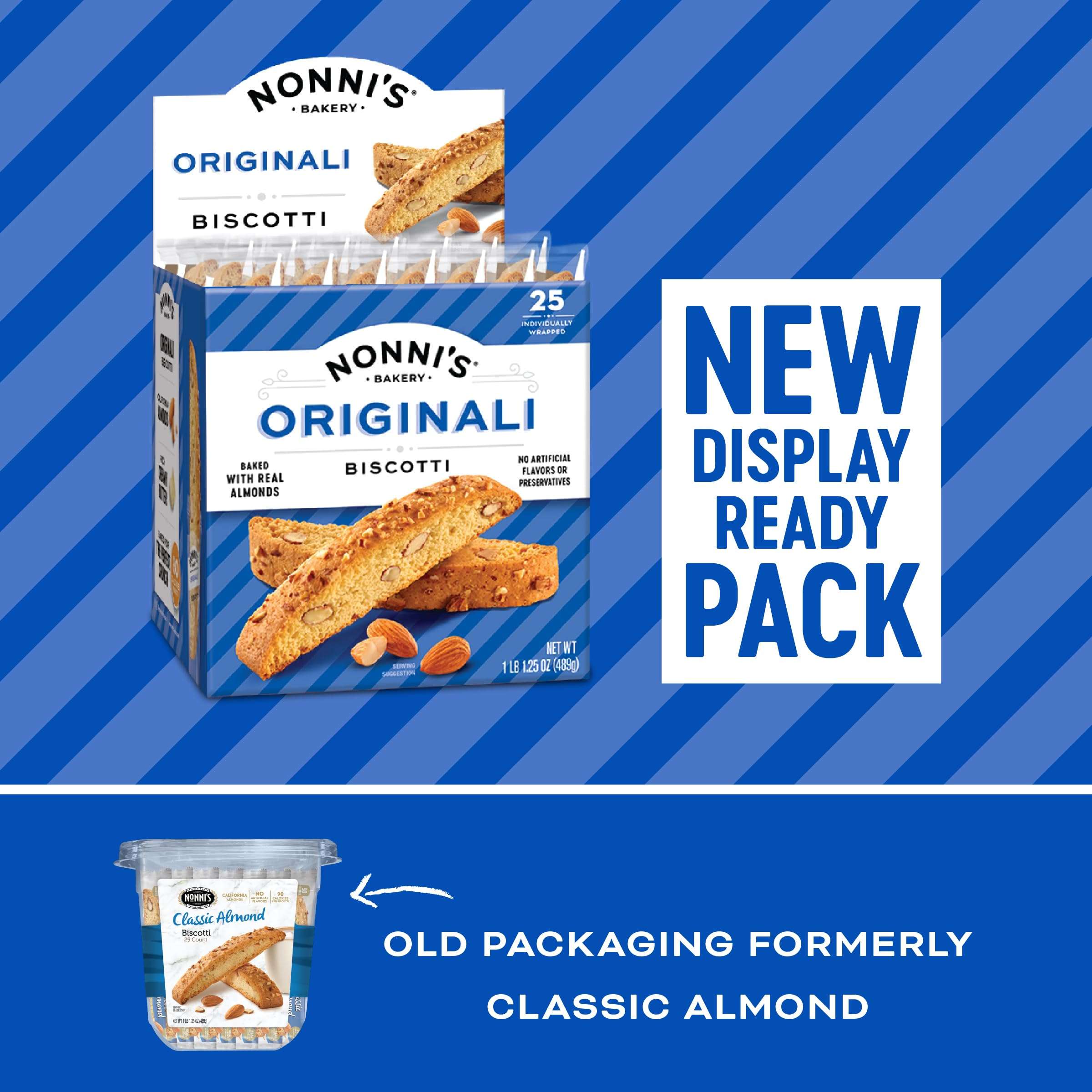 Nonni's Originali Classic Almond Biscotti Cookies – Individually Wrapped Italian Coffee Snack, Crunchy Twice-Baked, 80 Cal Each, 17.25 oz Carton - Image 3